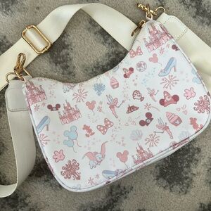 White and Pink Disney-Themed Shoulder crossbosy Bag w/ removable straps